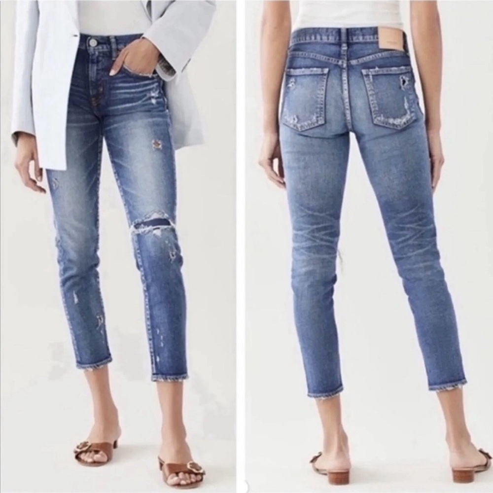 Moussy Blue Distressed Ankle Jeans